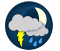 Partly cloudy. 30 percent chance of showers early this evening with risk of thunderstorms. Low plus 5.